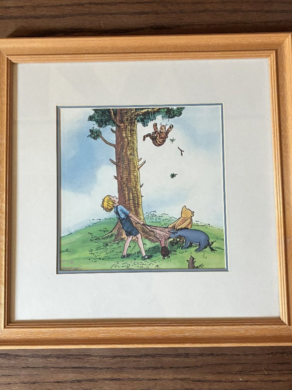 Disney's Winnie the Pooh Print; "Come On Tigger - It's Easy"; Framed/Matted;